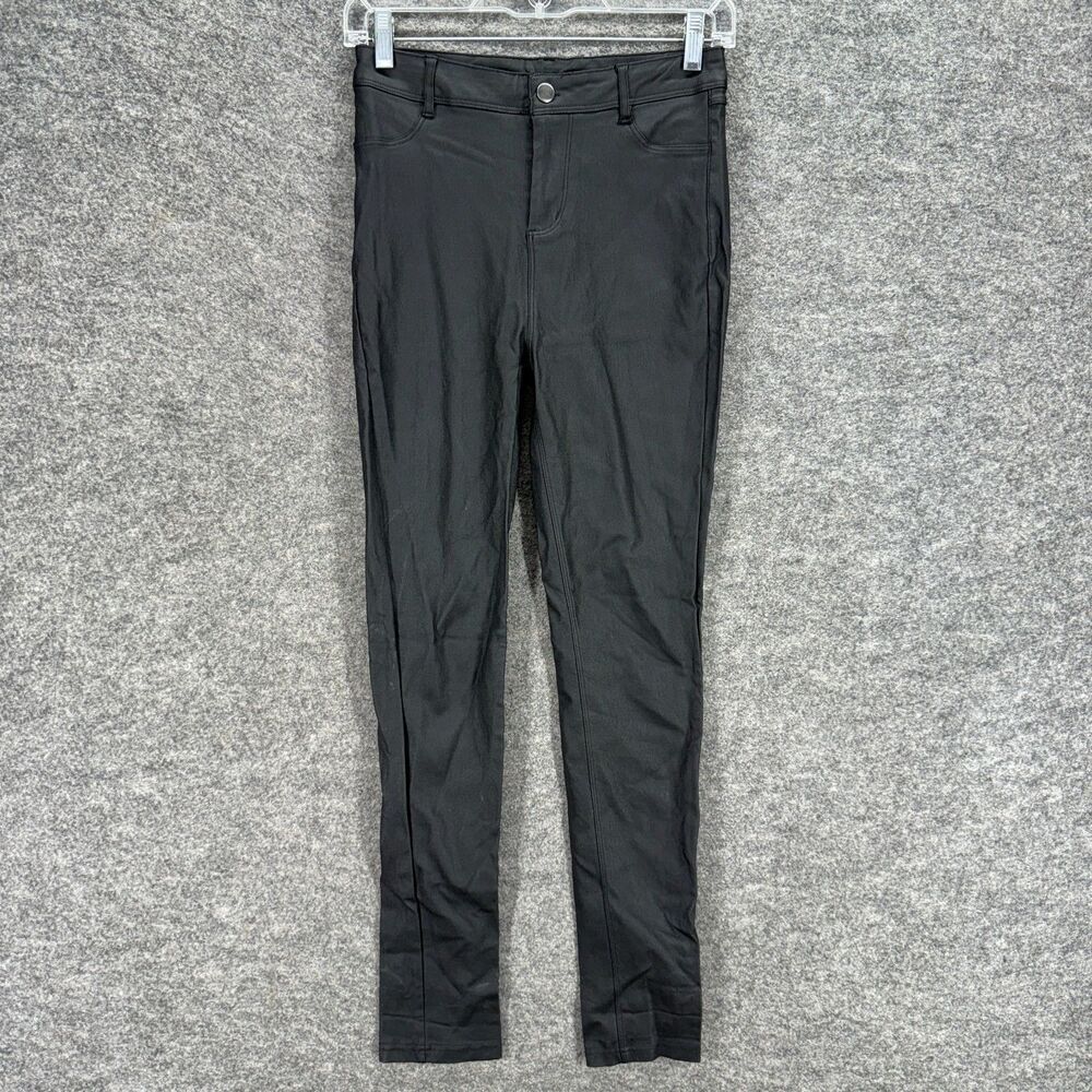 Chocolate Pants Women M Medium Black High Rise Chino Flat Front Skinny Rayon